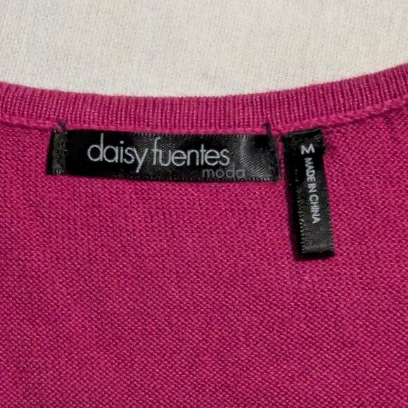 TWO DAISY FUENTES LADIES SWEATER TUNIC TANK TOPS-HOT PINK & BLACK-GOOD CONDITION - Picture 9 of 15